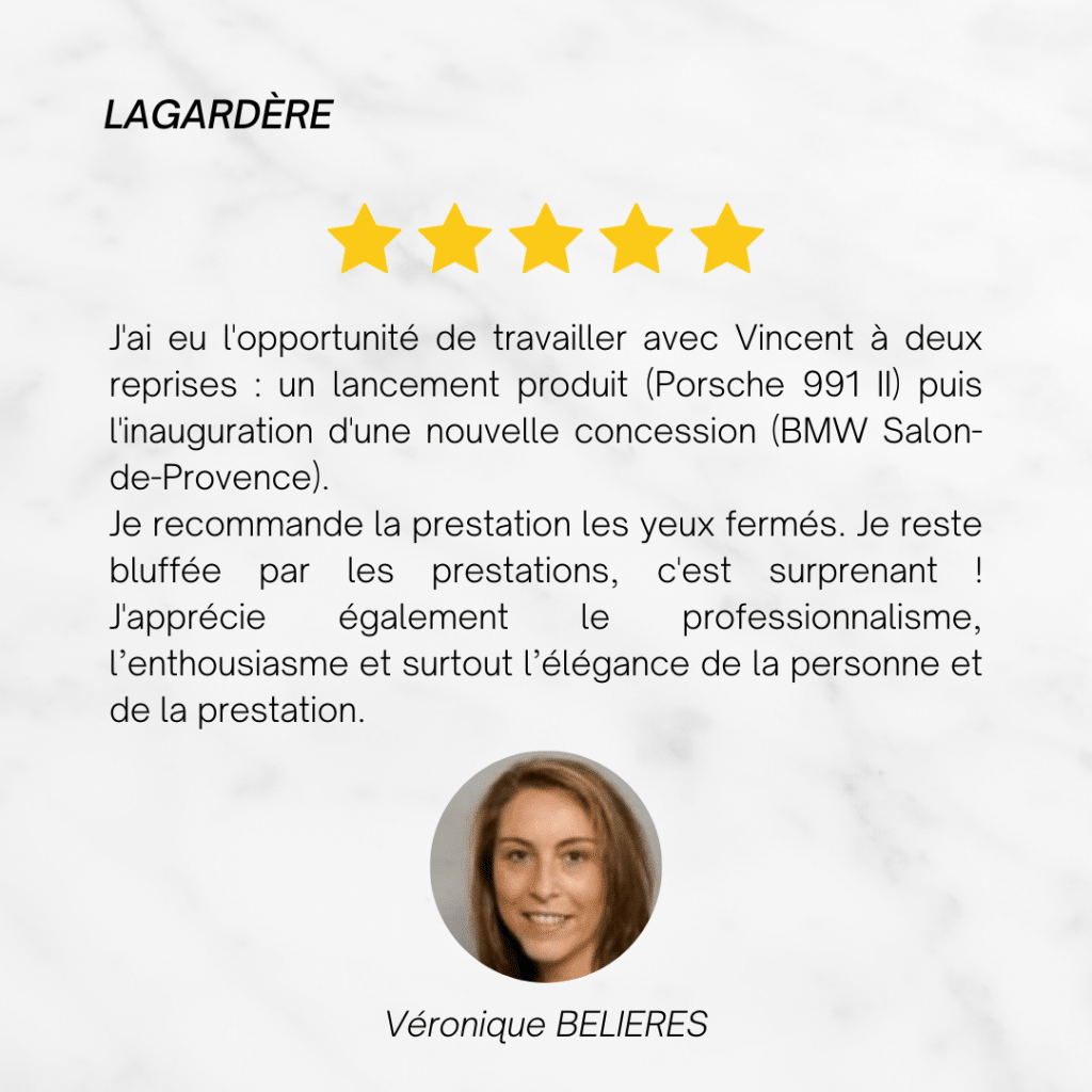 avis de la société Lagardère concernant les prestations de magie de Vinz Magicien.